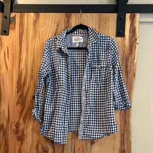 Girl Krazy Blue and White Checkered Button Down Shirt